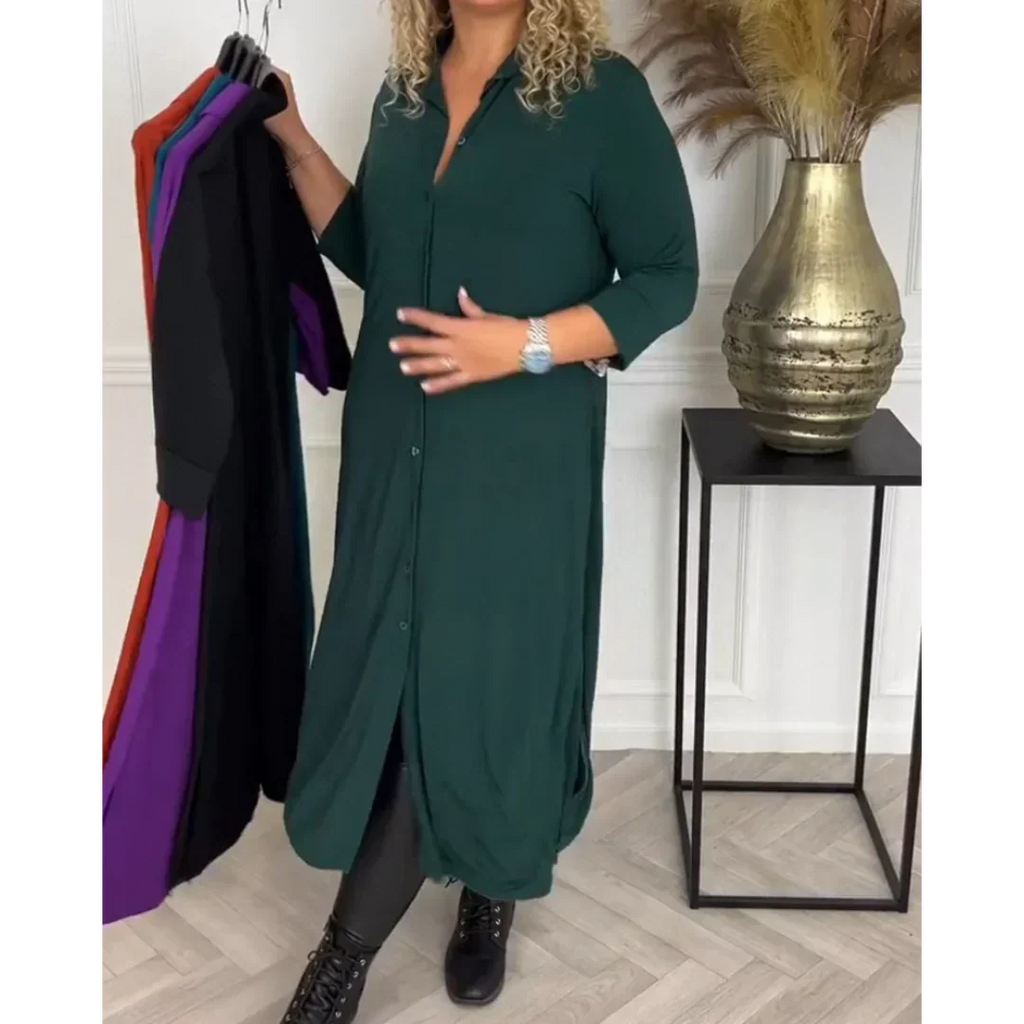 Evy - Stylish autumn/winter dress with buttons